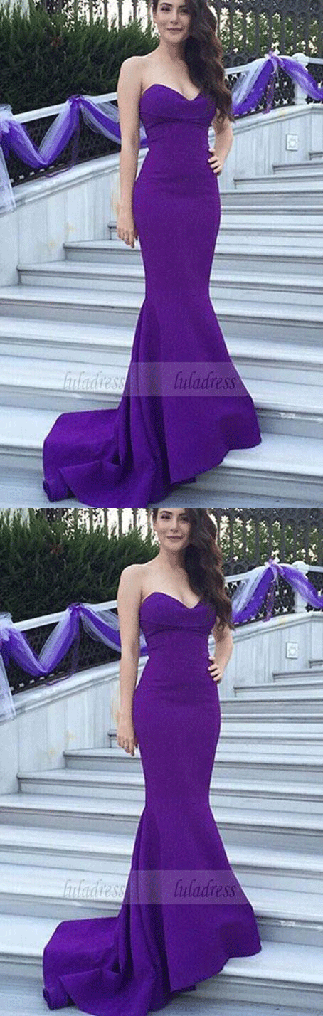 Strapless Sweetheart Mermaid Long Prom Dress, Evening Dress