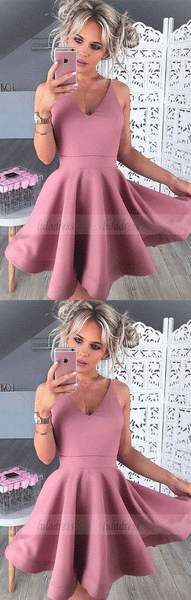 pink homecoming dresses,short homecoming dresses,satin homecoming dresses,BD98411
