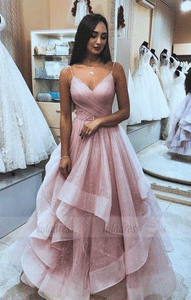 Princess Pink Tulle Long Prom Dress, BW97639