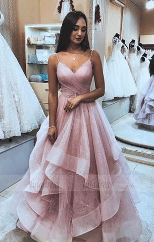 Princess Pink Tulle Long Prom Dress, BW97639