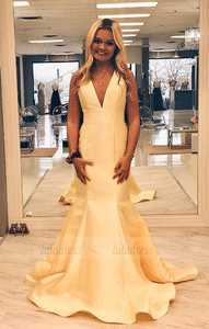Gorgeous Mermaid Yellow Long Prom Dress, BW97641