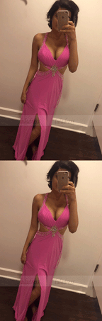 Sexy Prom Dress,Chiffon Prom Dresses with Slit
