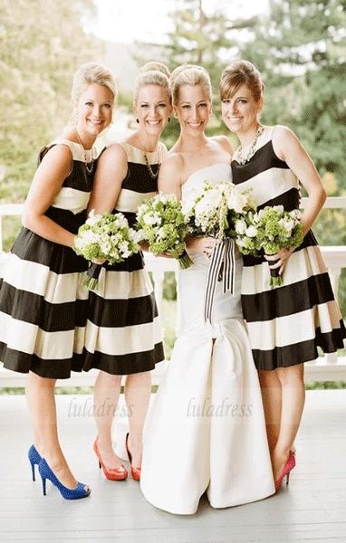 Black And White Striped Bridesmaid Dresses,BW97409