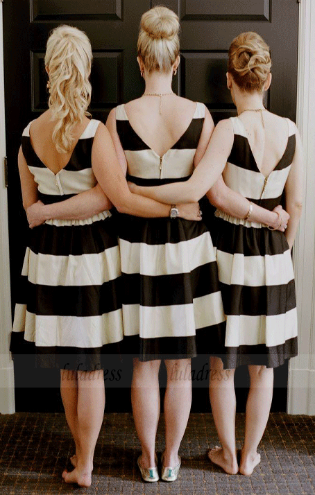 Black And White Striped Bridesmaid Dresses