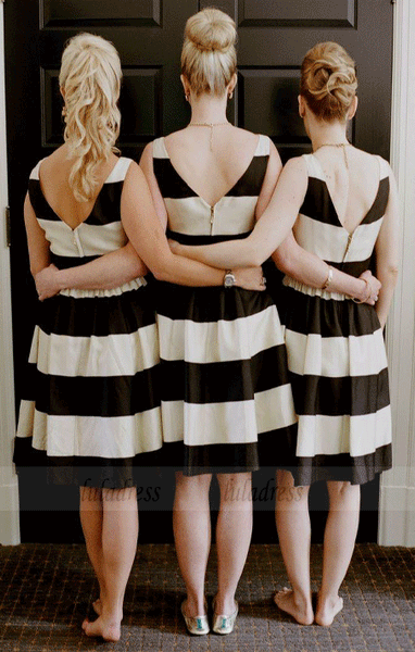 Black And White Striped Bridesmaid Dresses,BW97409