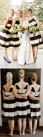 Black And White Striped Bridesmaid Dresses