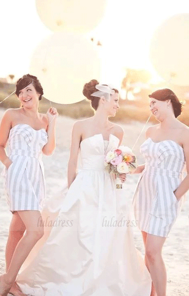 Striped Bridesmaid Dresses,Short Bridesmaid Dresses,BW97410