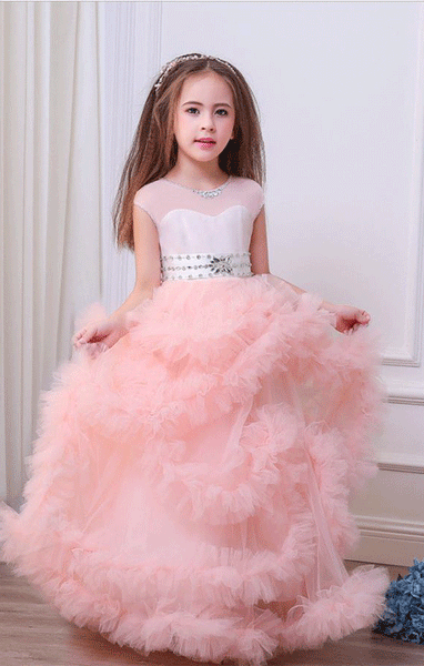 Pink Ruffle Fashion Flower Girl Dresses,Flower Girl Dresses,BW97466