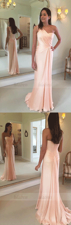 chiffon one shoulder long bridesmaid dresses elegant mermaid evening gowns