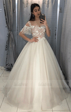 Tulle Lace Long Prom Dress,Tulle Lace Evening Dress