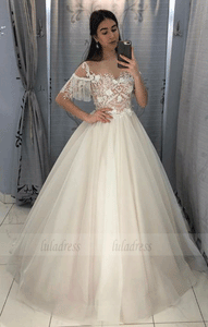 Tulle Lace Long Prom Dress,Tulle Lace Evening Dress,BW97517