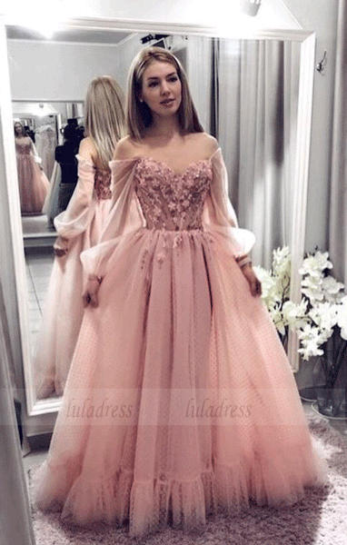 Sweetheart Tulle Lace Long Prom Dress,BW97520