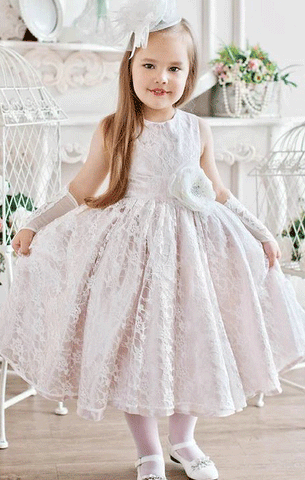 A-Line Flower Girl Dress, Princess Flower Girl Dress, Lace Flower Girl Dress, BW97734