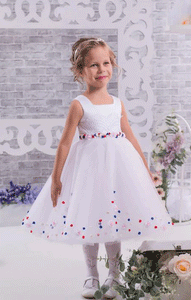 Lovely Flower Girl Dresses, White Flower Girl Dresses, BW97738