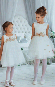 Cute Flower Girl Dresses, A-line Flower Girl Gown, White Flower Girl Dresses, BW97737