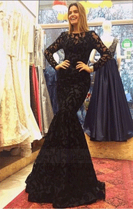 Black Long Sleeve Prom Dresses, Formal Evening Dresses,BW97108