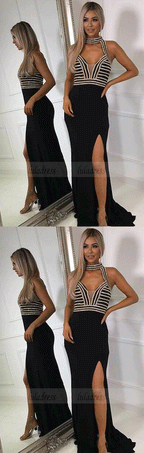 Open Back Charming Beaded Prom Dresses