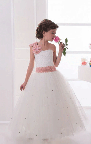 Fashion High Quality Flower Girl Dresses,White Flower Girl Dresses,Sleeveless Flower Girl Dresses,BD98809