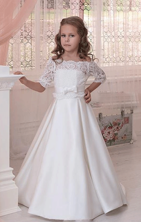 Flower Girl Dresses for Weddings, Half Sleeve Flower Girl Dress
