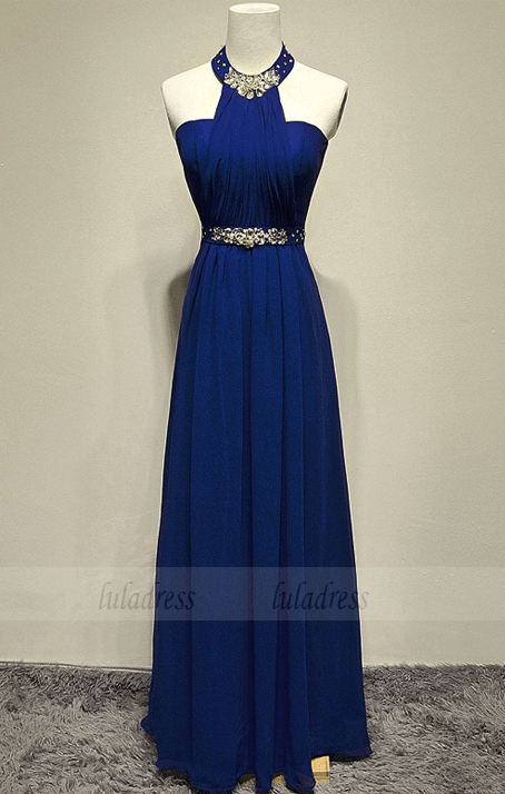 Beaded Halter Neckline Long Formal Dresses,BW97211