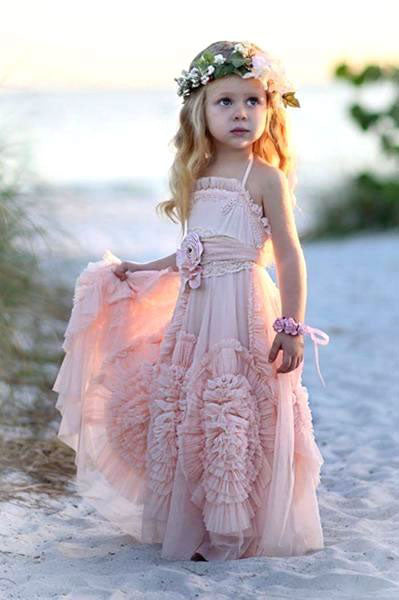 Blush Modern Flower Girl Dress, Children Party Dress,Girl Dress,Kids Dress,BD98813