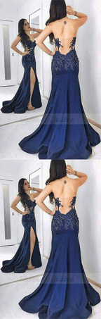 unique backless party dresses with appliques
