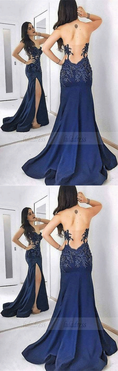 unique backless party dresses with appliques