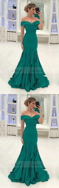 Off The Shoulder Mermaid Chiffon Prom Dresses Sweep Train,BW97400