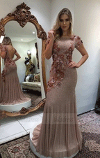Short Sleeve Prom Dress,Sexy Evening Dress,Women Formal Dress