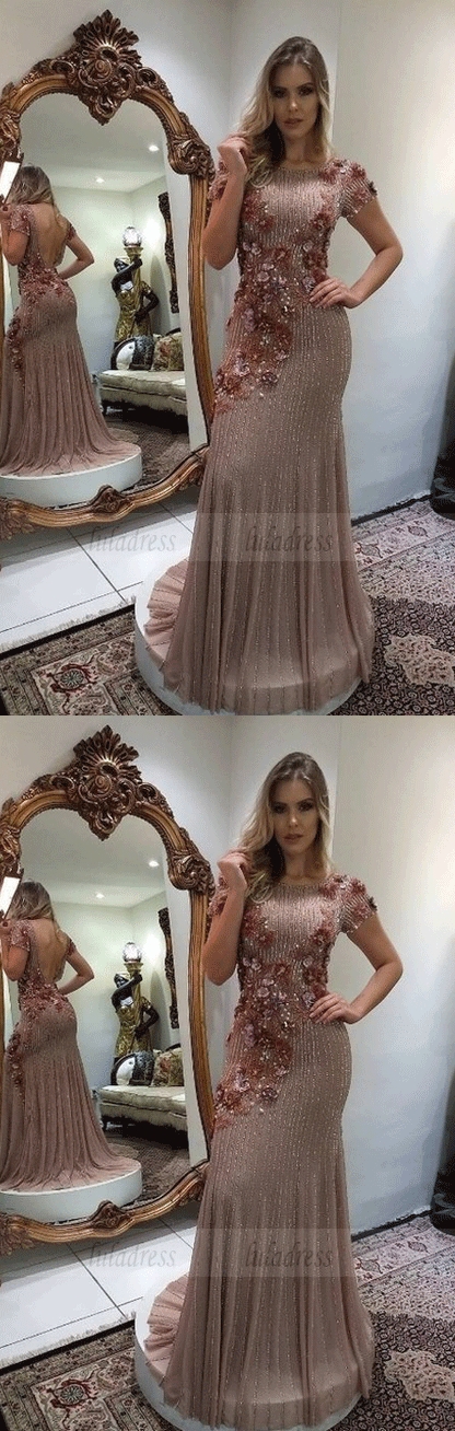 Robe de bal à manches courtes, robe de soirée sexy, robe de soirée pour femmes