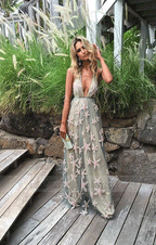 Sexy Deep V-Neck A-line Prom Dresses