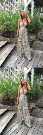 Sexy Deep V-Neck A-line Prom Dresses