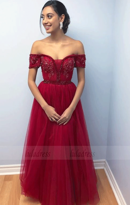 Elegant Off the Shoulder Prom Dresses, Long Prom Dress, BW97683