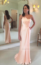chiffon one shoulder long bridesmaid dresses elegant mermaid evening gowns