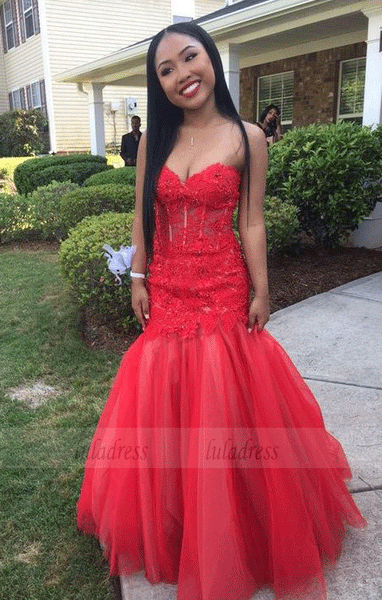 Red Prom Gown,Lace Prom Gowns,BD99393