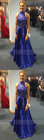 Two Piece Prom Dresses,Satin Prom Dresses