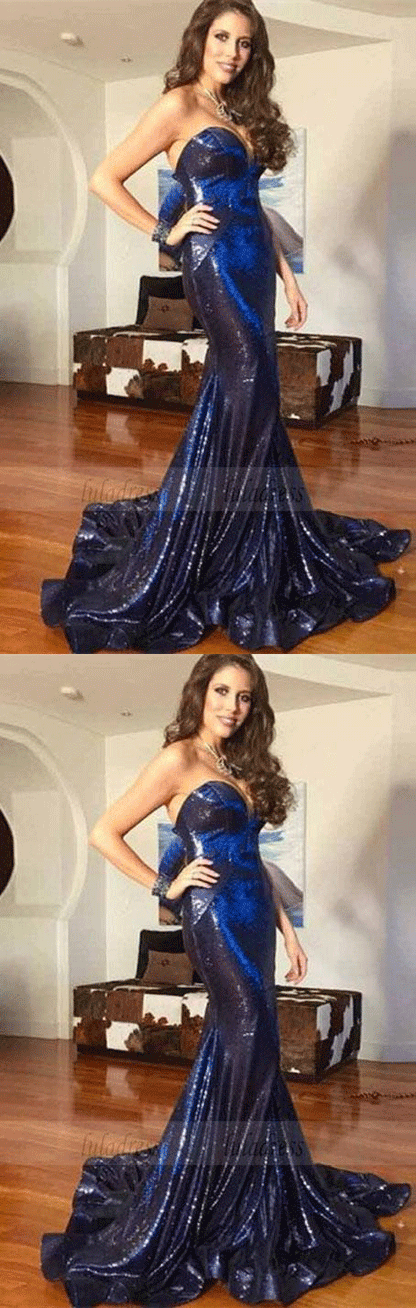 Mermaid Sweetheart Sweep Train Sequin Prom Dress