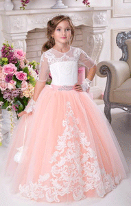Lace Ball Gown Tulle Flower Girl Dresses Vintage Flower Girl Wedding Dresses Kids Pageant Dresses, BW97728