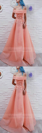 off the shoulder pink prom dress with appliques,elegant a-line off the shoulder party dress with sash