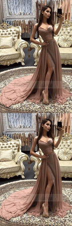 High Slit Formal Dress,A Line Prom Dresses,Prom Dress With Split