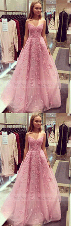tulle lace long prom dress,  evening dress