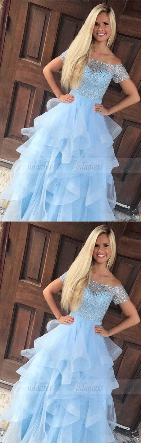 Off Shoulder Beaded Prom Dress,Elegant Homecoming Dress