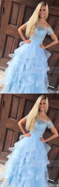 Off Shoulder Beaded Prom Dress,Elegant Homecoming Dress,BD99013