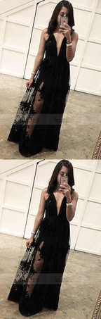 Charming Black Prom Dress, Sexy Sleeveless Prom Dresses, Long Evening Party Dress