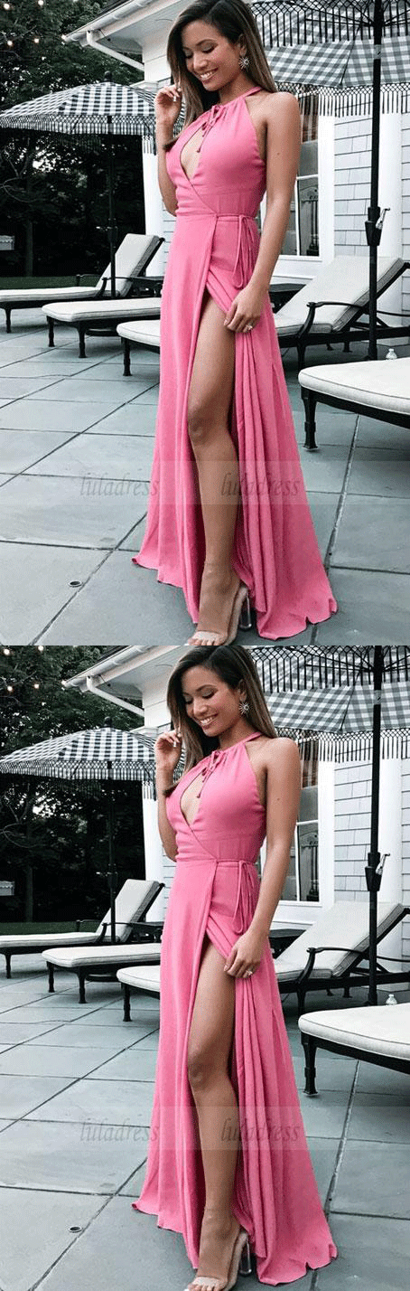 Charming Prom Dress, Sexy Long Prom Dresses, Split Slit Chiffon Evening Dress