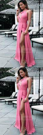 Charming Prom Dress, Sexy Long Prom Dresses, Split Slit Chiffon Evening Dress