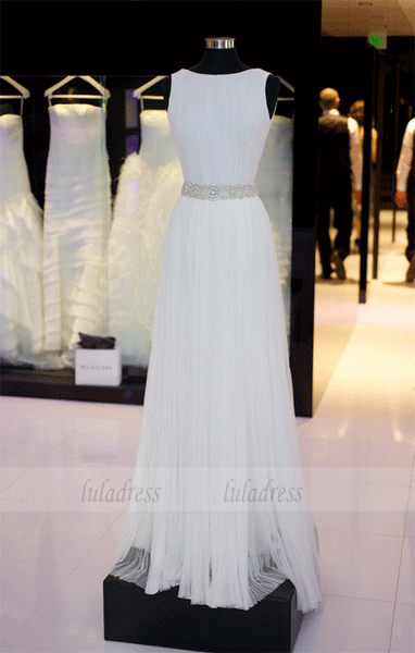 A Line Sweetheart White Long Prom Dresses,BW97111