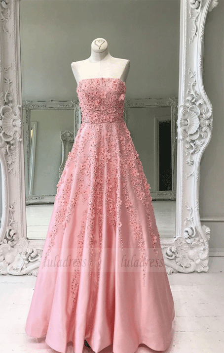 Beaded Appliqued Pink Long Prom Dresses Quinceanera Dress,BW97117