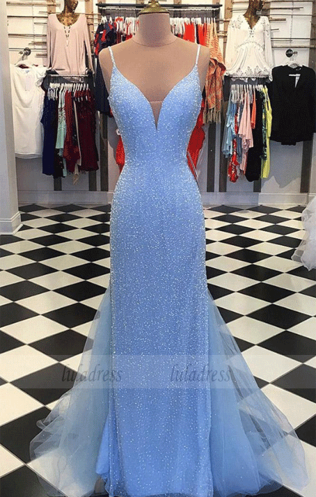 Mermaid Prom Dresses Beaded Backless Formal Dresses,BW97119