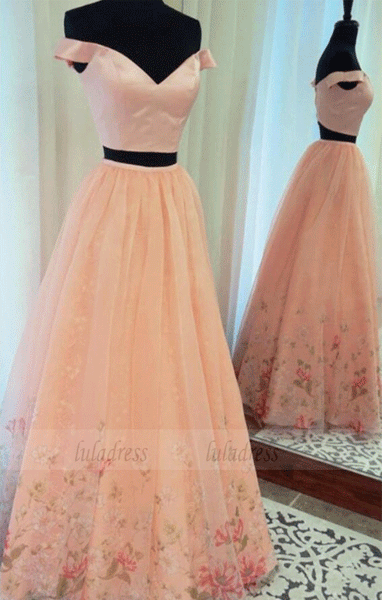 Off the Shoulder Two Piece Prom Dresses for Juniors,BW97120